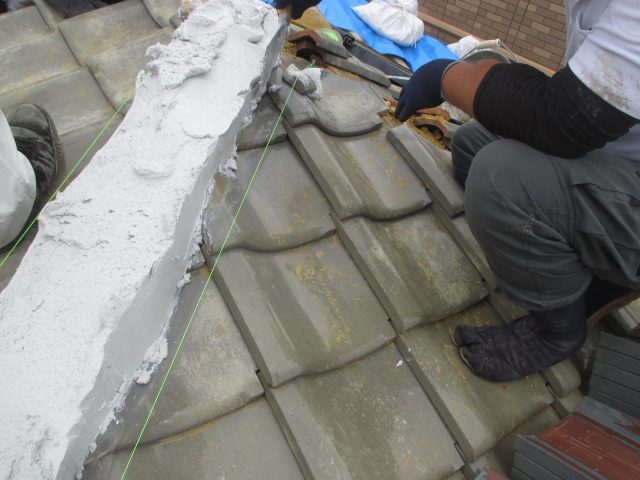 播磨町の棟積み替えにおける下地の成型